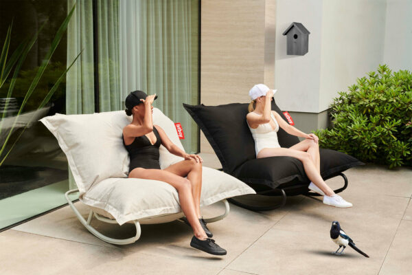 Pouf d'extérieur Fatboy couleur Mist, grand pouf résistant aux UV, à l'eau et à la saleté, parfait pour l'extérieur.