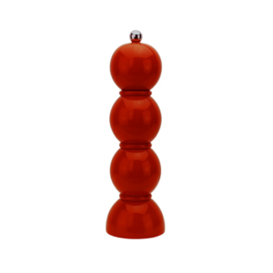 Moulin à sel et poivre Chambray Chubbie 24 cm en bois de caoutchouc durable, finition laquée noire brillante et mécanisme céramique