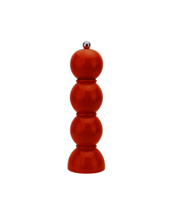 Moulin à sel et poivre Chambray Chubbie 24 cm en bois de caoutchouc durable, finition laquée noire brillante et mécanisme céramique