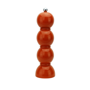 Moulin à sel et poivre Chambray Chubbie 24 cm en bois de caoutchouc durable, finition laquée noire brillante et mécanisme céramique