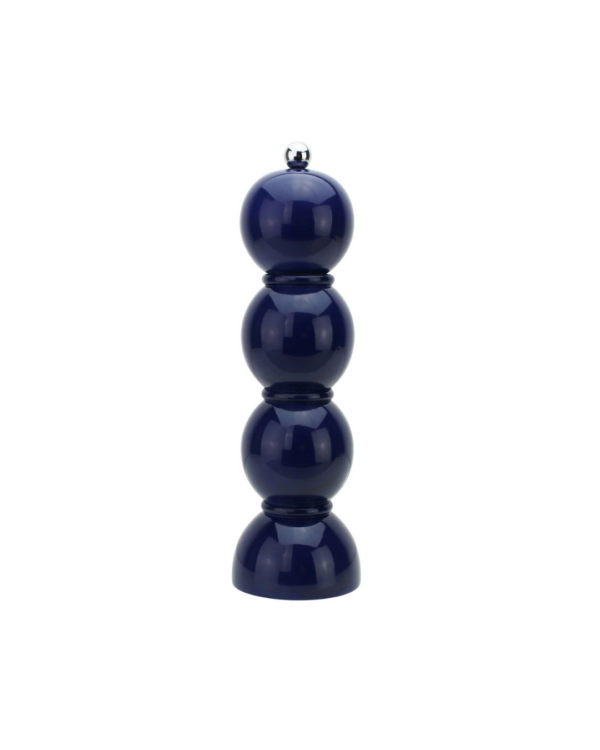 Moulin à sel et poivre Chambray Chubbie 24 cm en bois de caoutchouc durable, finition laquée noire brillante et mécanisme céramique