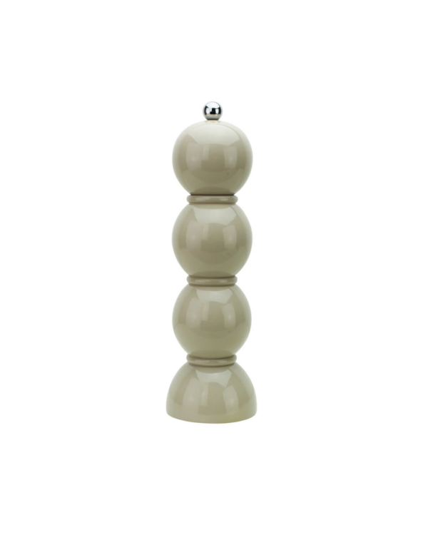 Moulin à sel et poivre Chambray Chubbie 24 cm en bois de caoutchouc durable, finition laquée noire brillante et mécanisme céramique