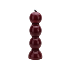Moulin à sel et poivre Chambray Chubbie 24 cm en bois de caoutchouc durable, finition laquée noire brillante et mécanisme céramique