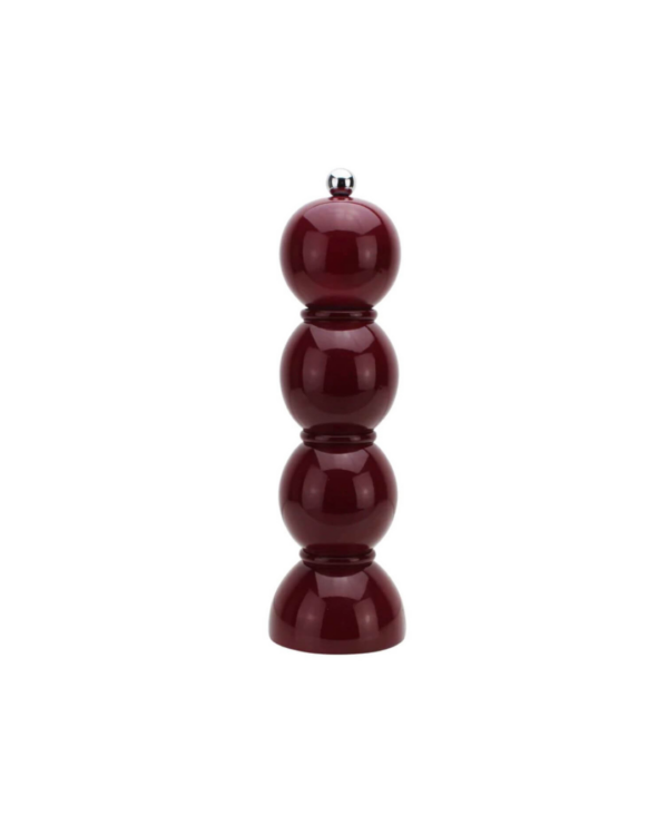 Moulin à sel et poivre Chambray Chubbie 24 cm en bois de caoutchouc durable, finition laquée noire brillante et mécanisme céramique