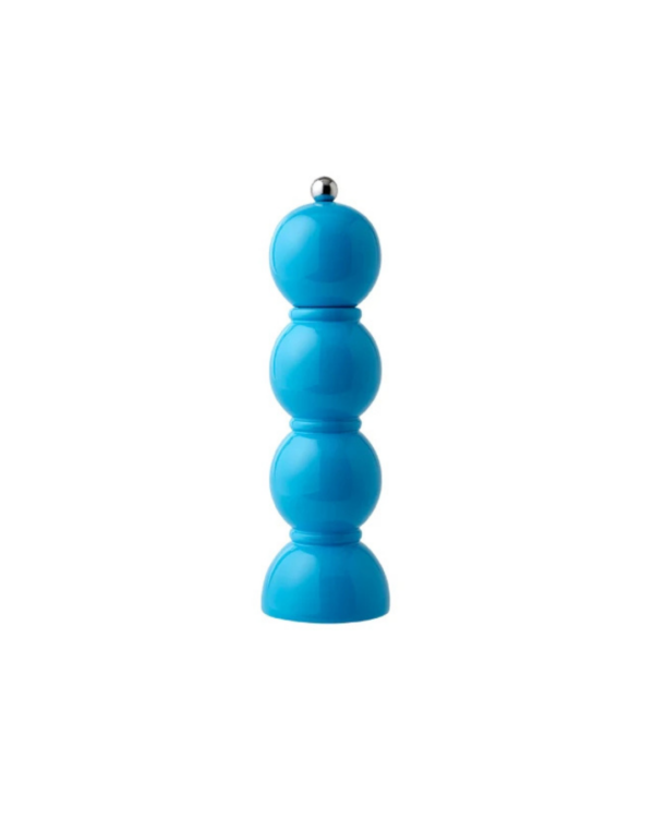 Moulin à sel et poivre Chambray Chubbie 24 cm en bois de caoutchouc durable, finition laquée noire brillante et mécanisme céramique