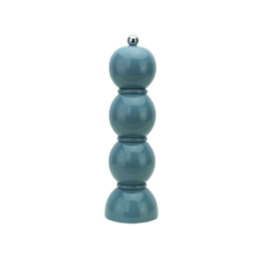 Moulin à sel et poivre Chambray Chubbie 24 cm en bois de caoutchouc durable, finition laquée noire brillante et mécanisme céramique