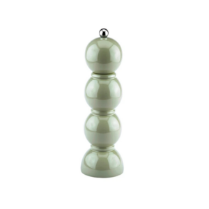 Moulin à sel et poivre Chambray Chubbie 24 cm en bois de caoutchouc durable, finition laquée noire brillante et mécanisme céramique