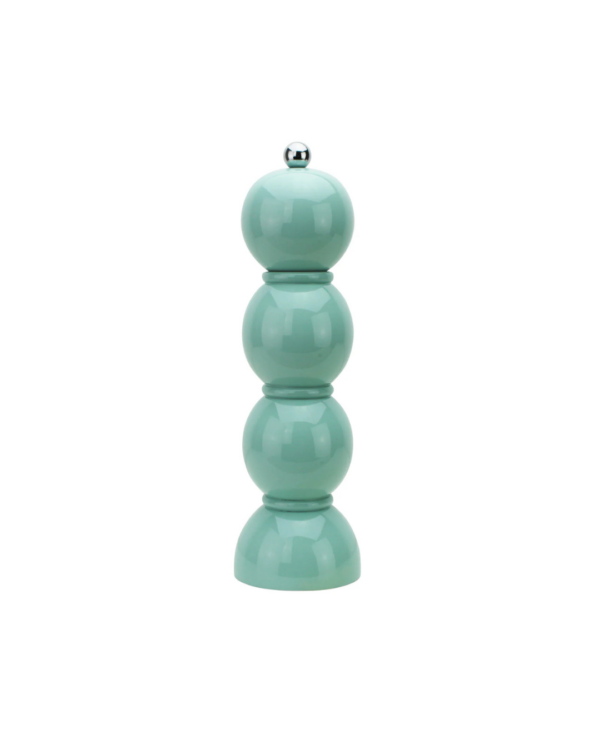 Moulin à sel et poivre Chambray Chubbie 24 cm en bois de caoutchouc durable, finition laquée noire brillante et mécanisme céramique