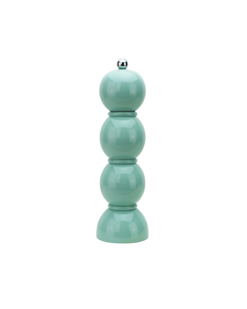 Moulin à sel et poivre Chambray Chubbie 24 cm en bois de caoutchouc durable, finition laquée noire brillante et mécanisme céramique