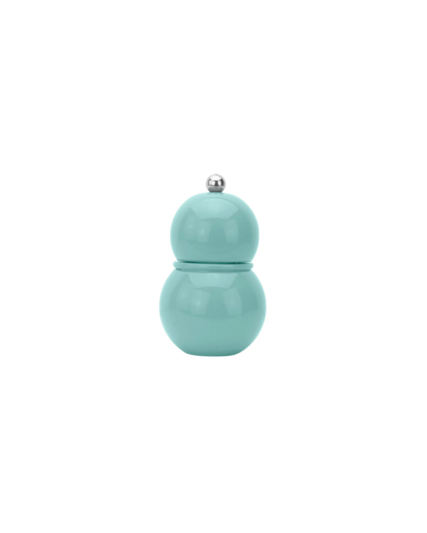 Moulin à sel et poivre Chambray Chubbie 12 cm en bois de caoutchouc durable avec finition laquée noire et mécanisme céramique