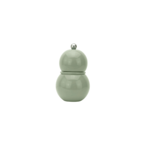 Moulin à sel et poivre Chambray Chubbie 12 cm en bois de caoutchouc durable avec finition laquée noire et mécanisme céramique