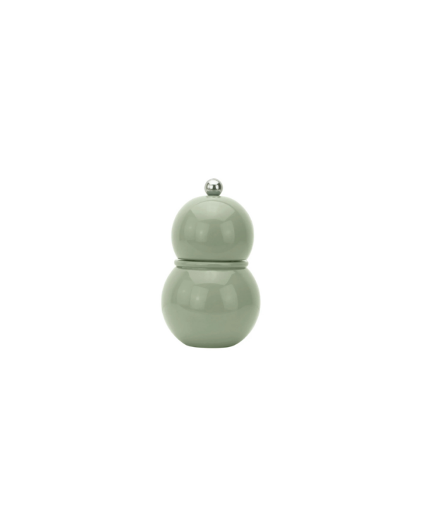 Moulin à sel et poivre Chambray Chubbie 12 cm en bois de caoutchouc durable avec finition laquée noire et mécanisme céramique