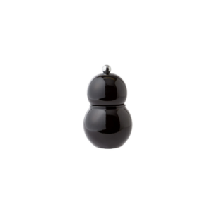 Moulin à sel et poivre Chambray Chubbie 12 cm en bois de caoutchouc durable avec finition laquée noire et mécanisme céramique