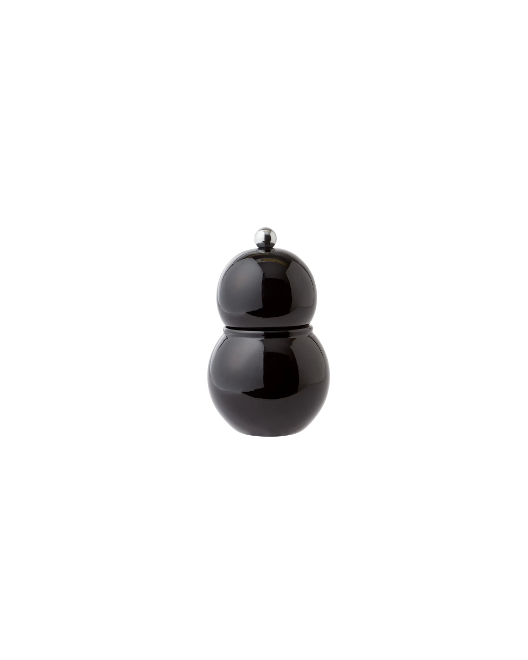 Moulin à sel et poivre Chambray Chubbie 12 cm en bois de caoutchouc durable avec finition laquée noire et mécanisme céramique