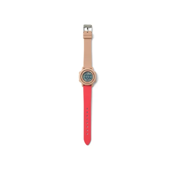 Montre-bracelet vibrante SUSSI couleur pêche avec écran numérique et bracelet en silicone pour enfants