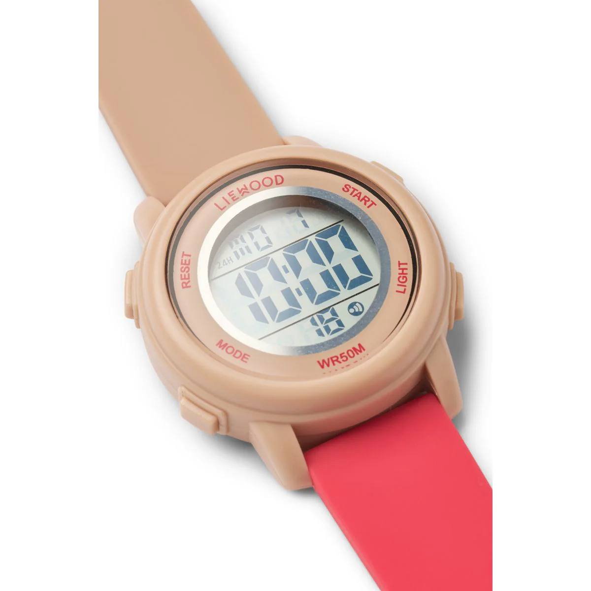 Montre-bracelet vibrante SUSSI couleur pêche avec écran numérique et bracelet en silicone pour enfants