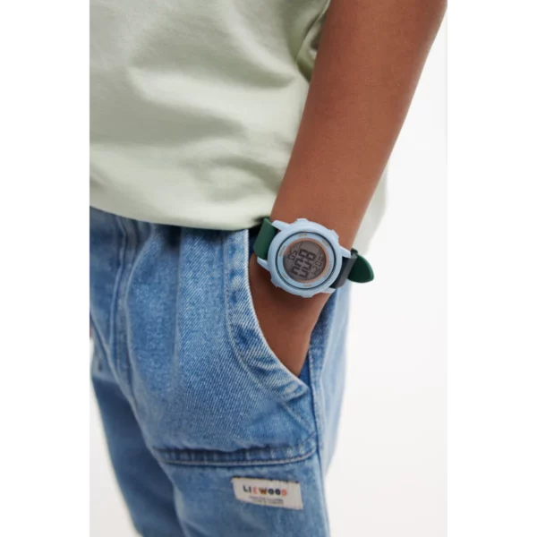 Montre-bracelet vibrante SUSSI couleur pêche avec écran numérique et bracelet en silicone pour enfants