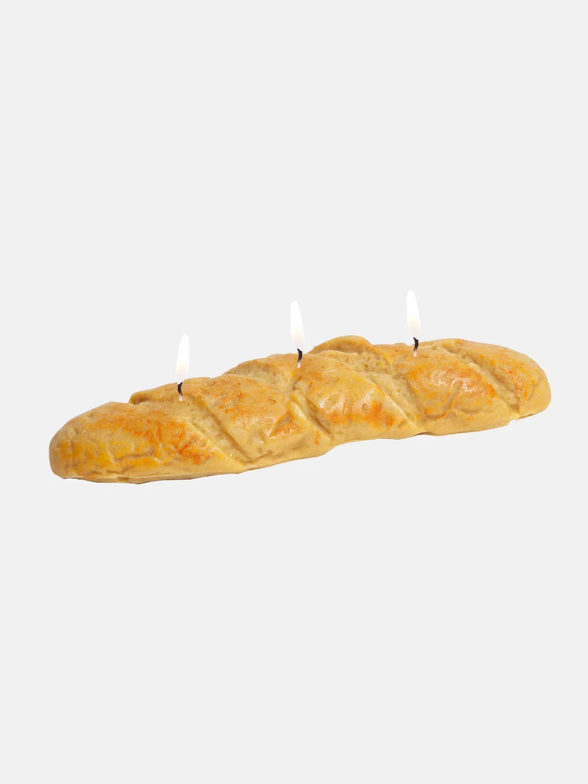 Bougie en forme de baguette française, design original et cosy.