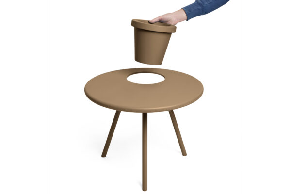 Table d'appoint Bakkes Mocha Fatboy – Design moderne avec pot de fleurs intégré, idéale pour intérieur et extérieur.