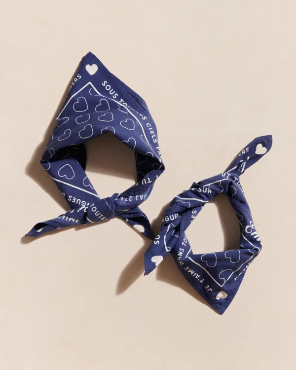 Bandana "Je t'aime Papa" Charbon, 100% coton avec poème exclusif, motif unique.