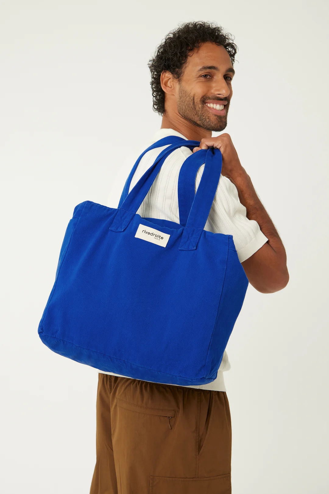 Sac Célestins 24 heures en sergé de coton Venice Blue, écologique et pratique avec poche intérieure zippée.