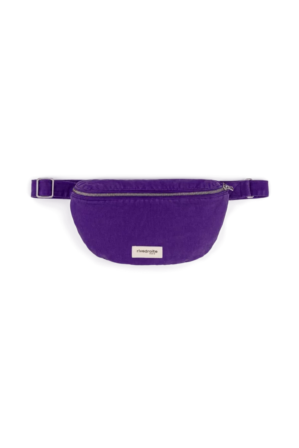 Sac banane Custine en sergé de coton Malibu Purple avec anse ajustable et zip argenté