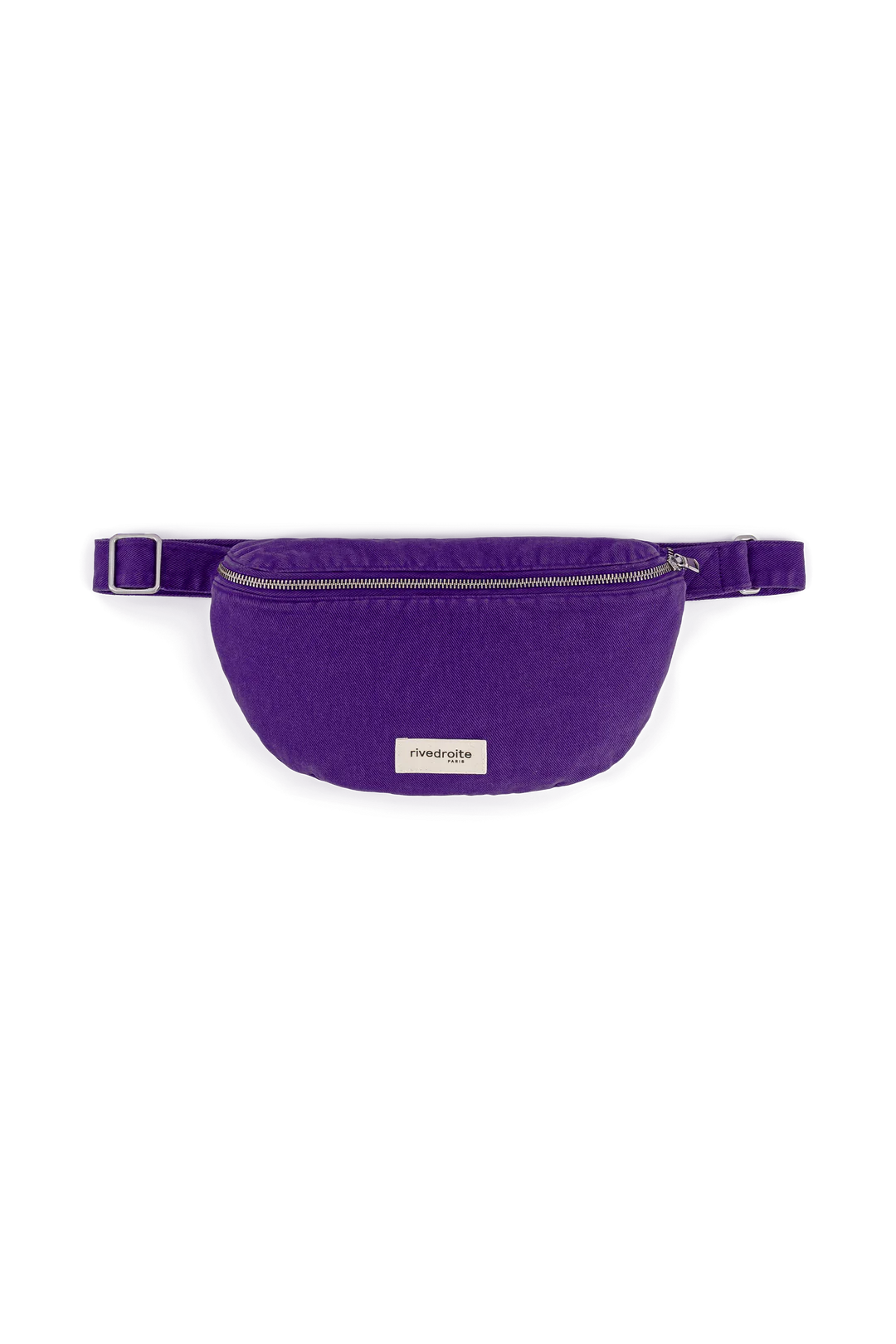Sac banane Custine en sergé de coton Malibu Purple avec anse ajustable et zip argenté