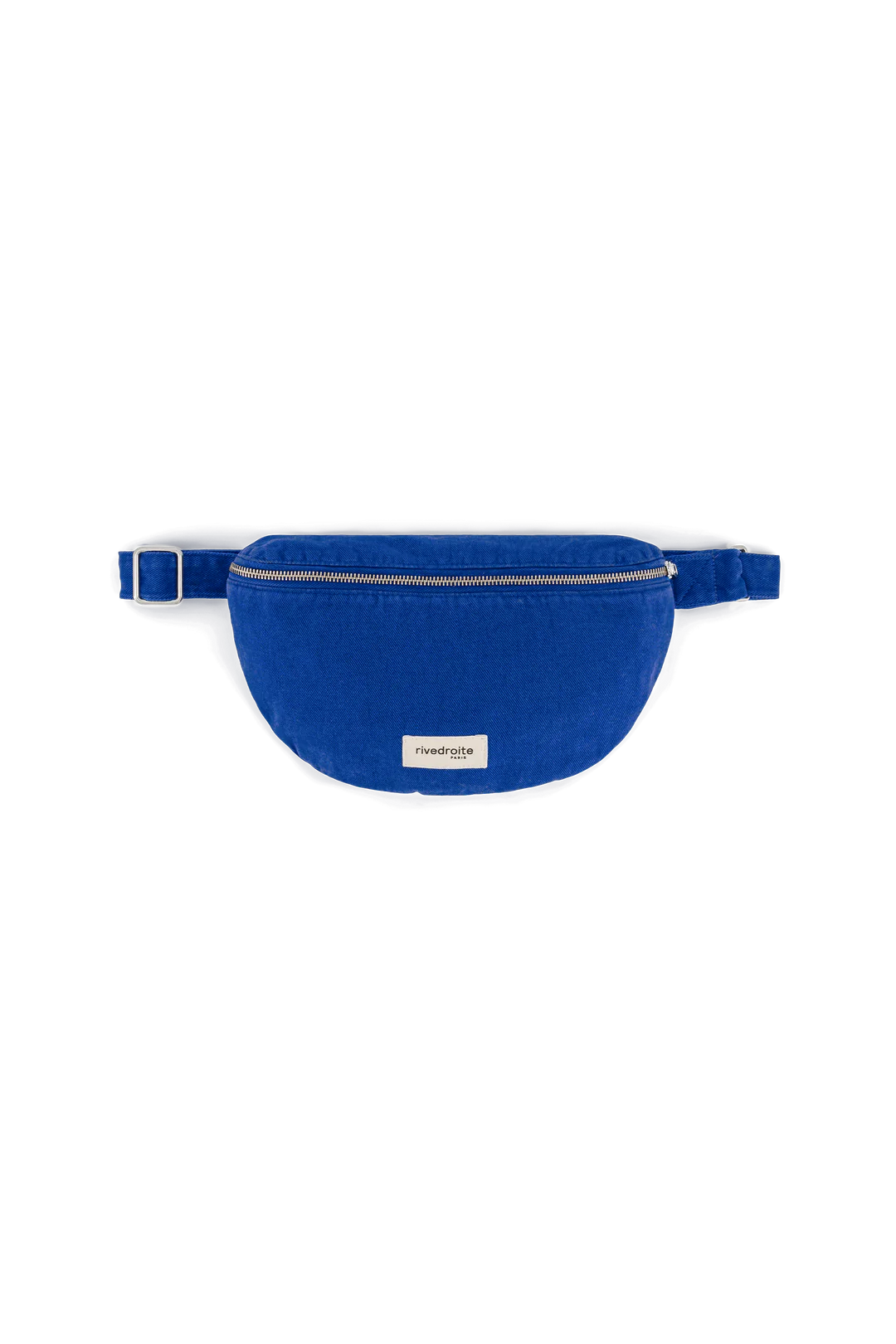 Sac banane Custine en sergé de coton Venice Blue avec anse réglable et zip argenté