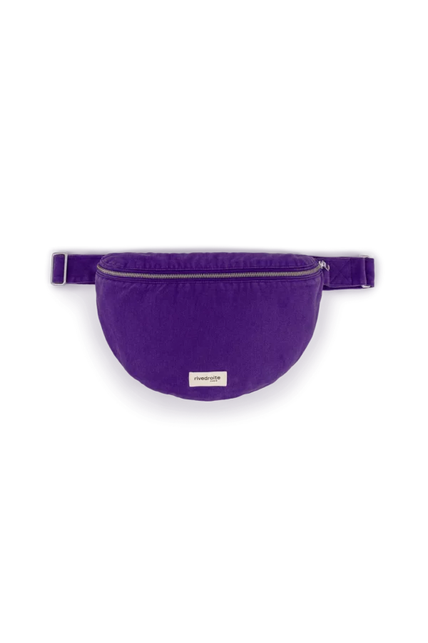 Sac banane Custine XL Malibu Purple en coton recyclé, grande capacité avec zip argenté