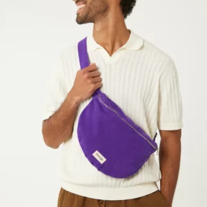 Sac banane Custine XL Malibu Purple en coton recyclé, grande capacité avec zip argenté