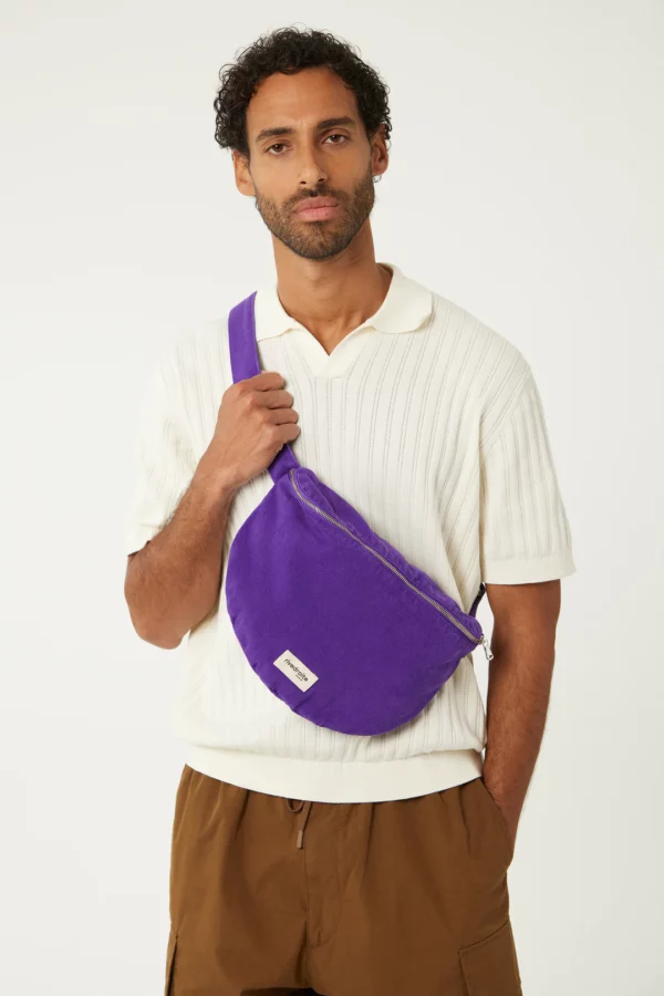 Sac banane Custine XL Malibu Purple en coton recyclé, grande capacité avec zip argenté