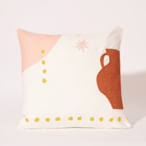 Coussin brodé Cyclades 45x45 couleur terracotta de la marque Maradji