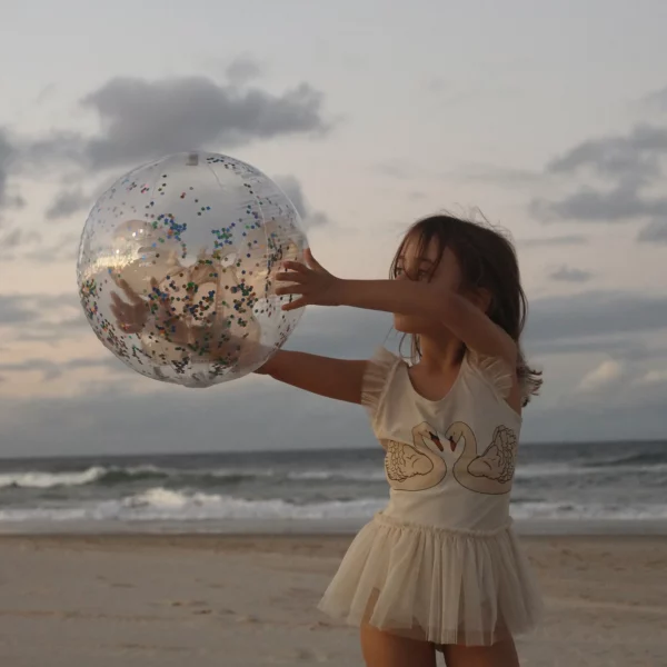 Ballon gonflable transparent avec papillon 3D à l’intérieur et paillettes flottantes, jouet d’été pour enfants