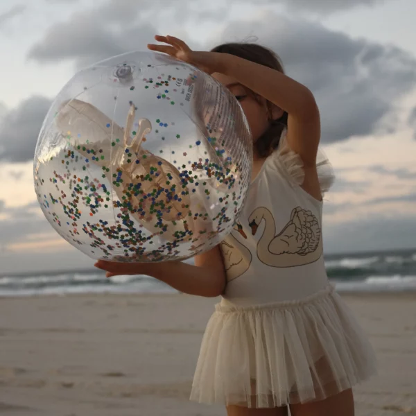 Ballon gonflable transparent avec papillon 3D à l’intérieur et paillettes flottantes, jouet d’été pour enfants