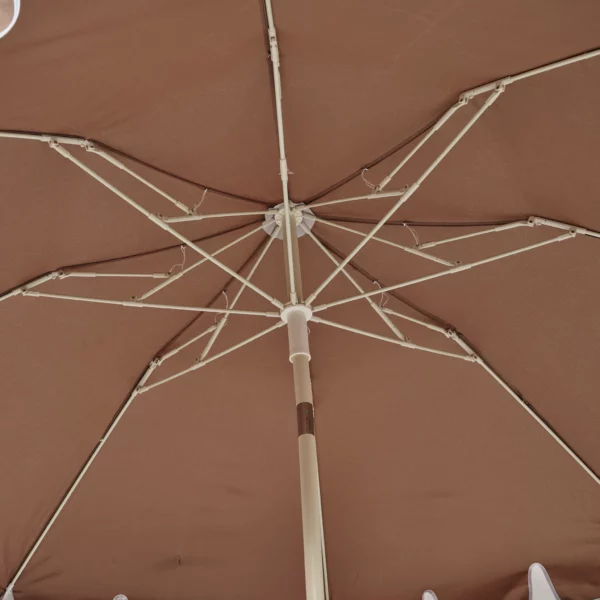Parasol compact couleur macchiato avec protection solaire UPF50, inclinable et facile à transporter dans son sac à bandoulière