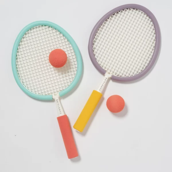 Raquettes de plage en mousse multicolores avec deux balles et housse de transport, modèle Sorbet