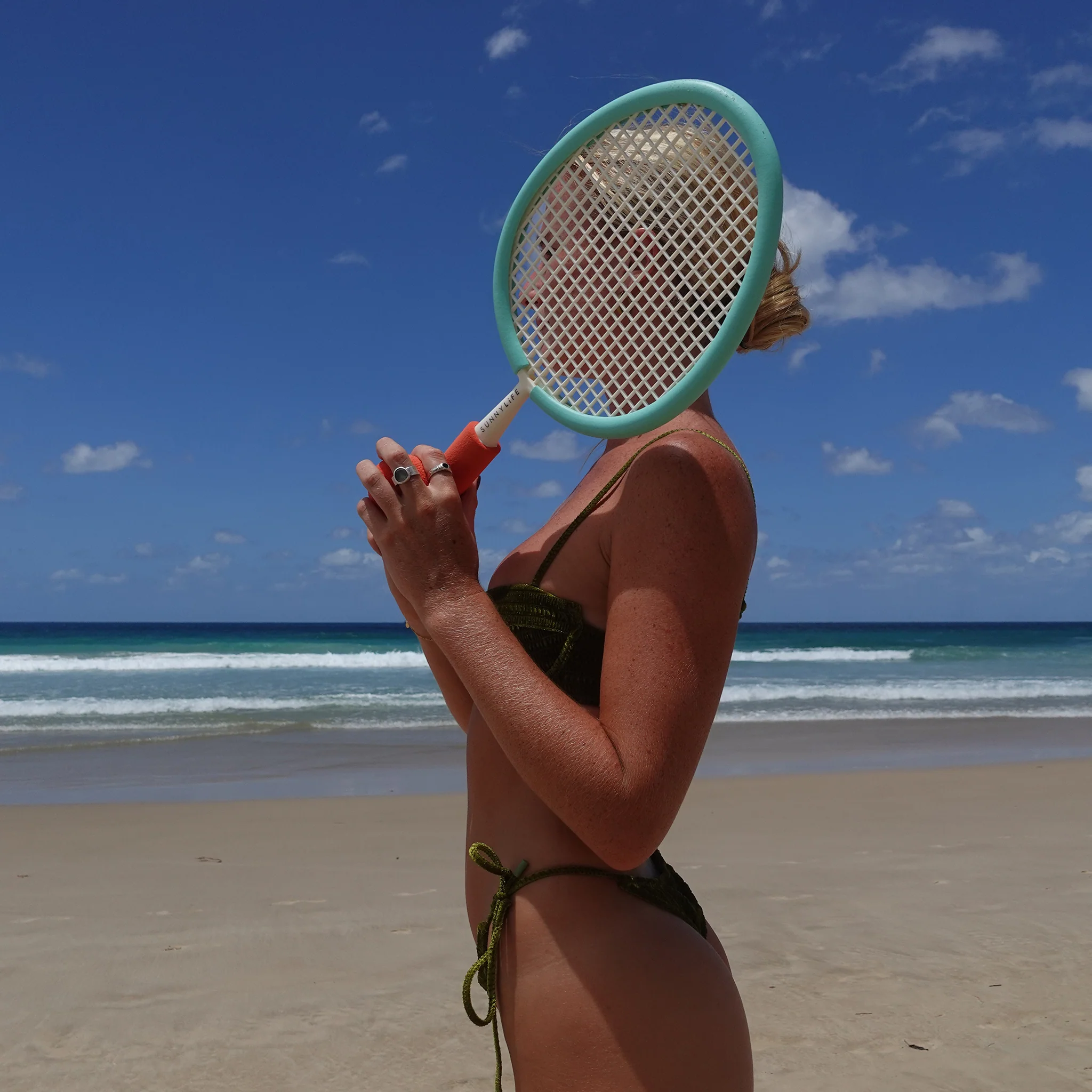 Raquettes de plage en mousse multicolores avec deux balles et housse de transport, modèle Sorbet