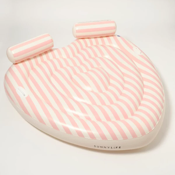 Matelas gonflable en forme de cœur pour deux personnes, en PVC sans phtalates, coloris rose, avec rustine incluse