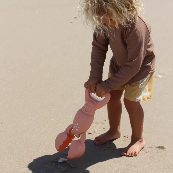 Jouet pince à sable en forme de homard corail, avec levier à ressort et poignées pour enfants