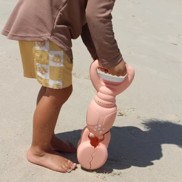 Jouet pince à sable en forme de homard corail, avec levier à ressort et poignées pour enfants