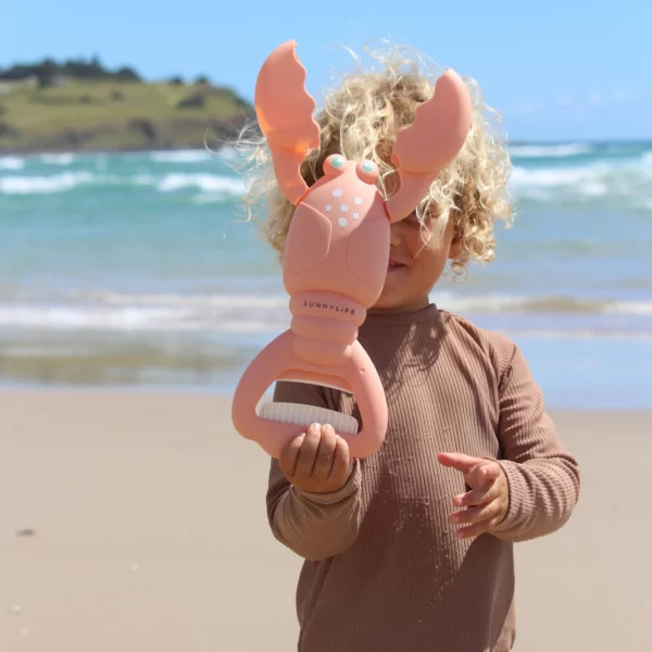 Jouet pince à sable en forme de homard corail, avec levier à ressort et poignées pour enfants