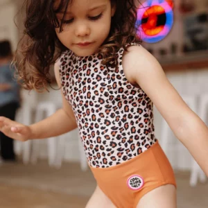 Maillot de bain une pièce pour fille, motif léopard, anti-UV UPF50+, bretelles ajustées