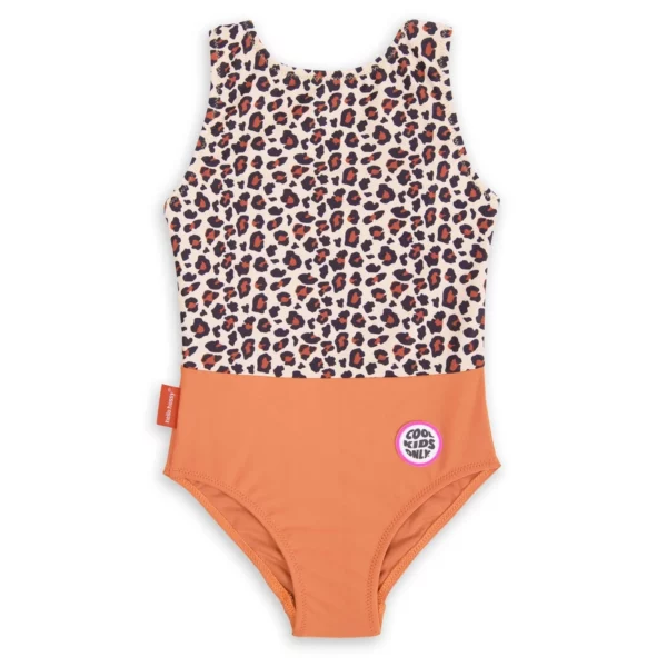 Maillot de bain une pièce pour fille, motif léopard, anti-UV UPF50+, bretelles ajustées
