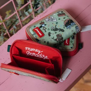 Porte-monnaie enfant Mountain Ride en tissu recyclé déperlant, avec double compartiment et zip large