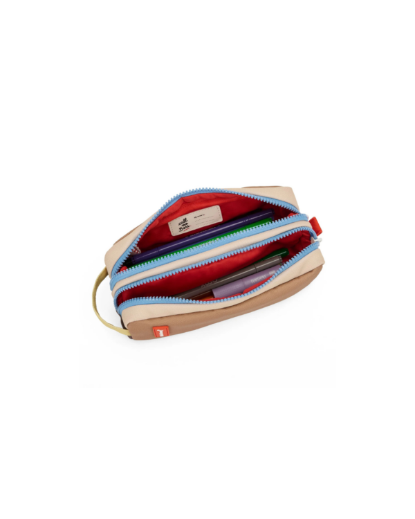 Trousse scolaire enfant Mini Walnut, double compartiment, tissu déperlant, assortie au sac à dos, idéale pour école et maternelle