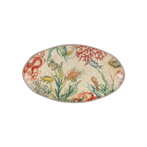 Plateau ovale Sea Life 52x30 cm en mélamine – grand plateau décor marin, léger et résistant