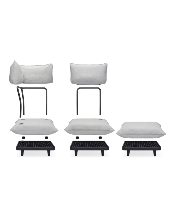 Fauteuil d’angle modulable Paletti Fatboy gris pour salon d’extérieur
