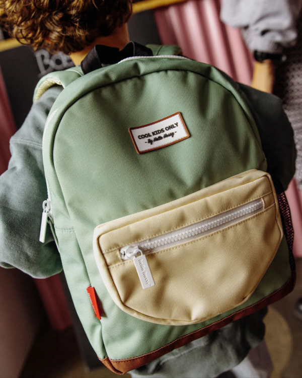 Sac à dos enfant Mini Pistache, coloré, en tissu recyclé déperlant, bretelles ajustables, pour crèche, maternelle ou primaire