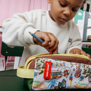 Trousse scolaire enfant San Francisco, double compartiment, tissu déperlant, assortie au sac à dos de la même collection