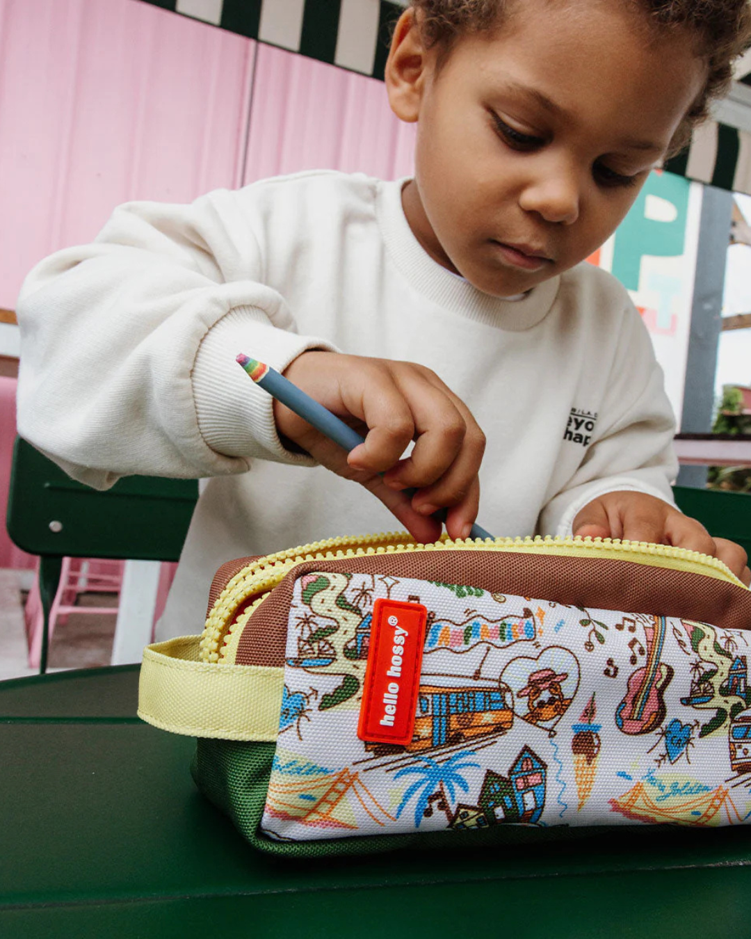 Trousse scolaire enfant San Francisco, double compartiment, tissu déperlant, assortie au sac à dos de la même collection
